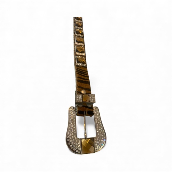 Michael Kors Accessories - MK Crystal Rhinestone Tiger Print Western Buckle Belt Size M